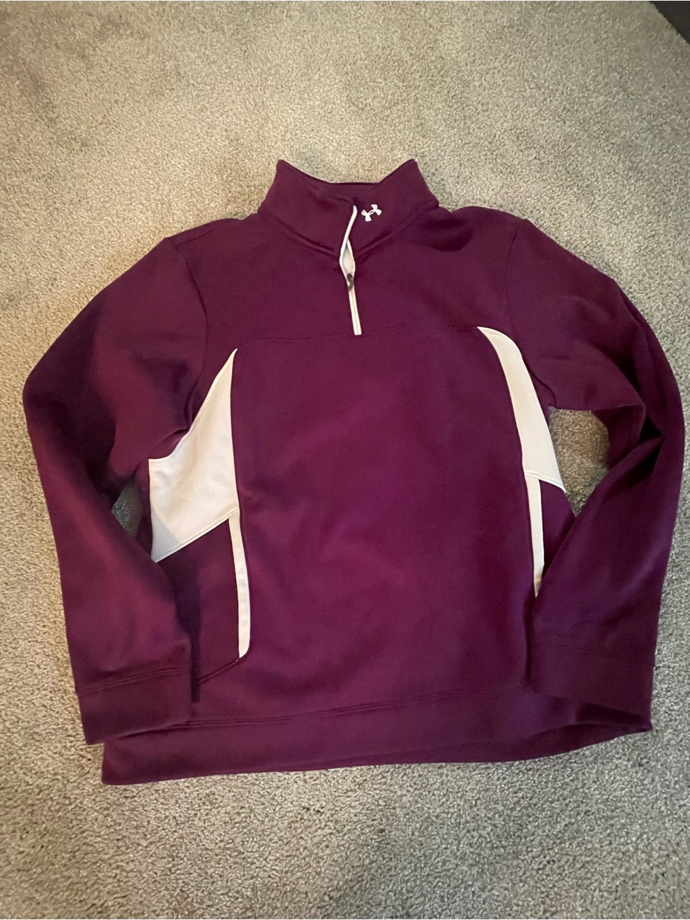 Under Armour Plum and White Half-Zip Performance Pullover